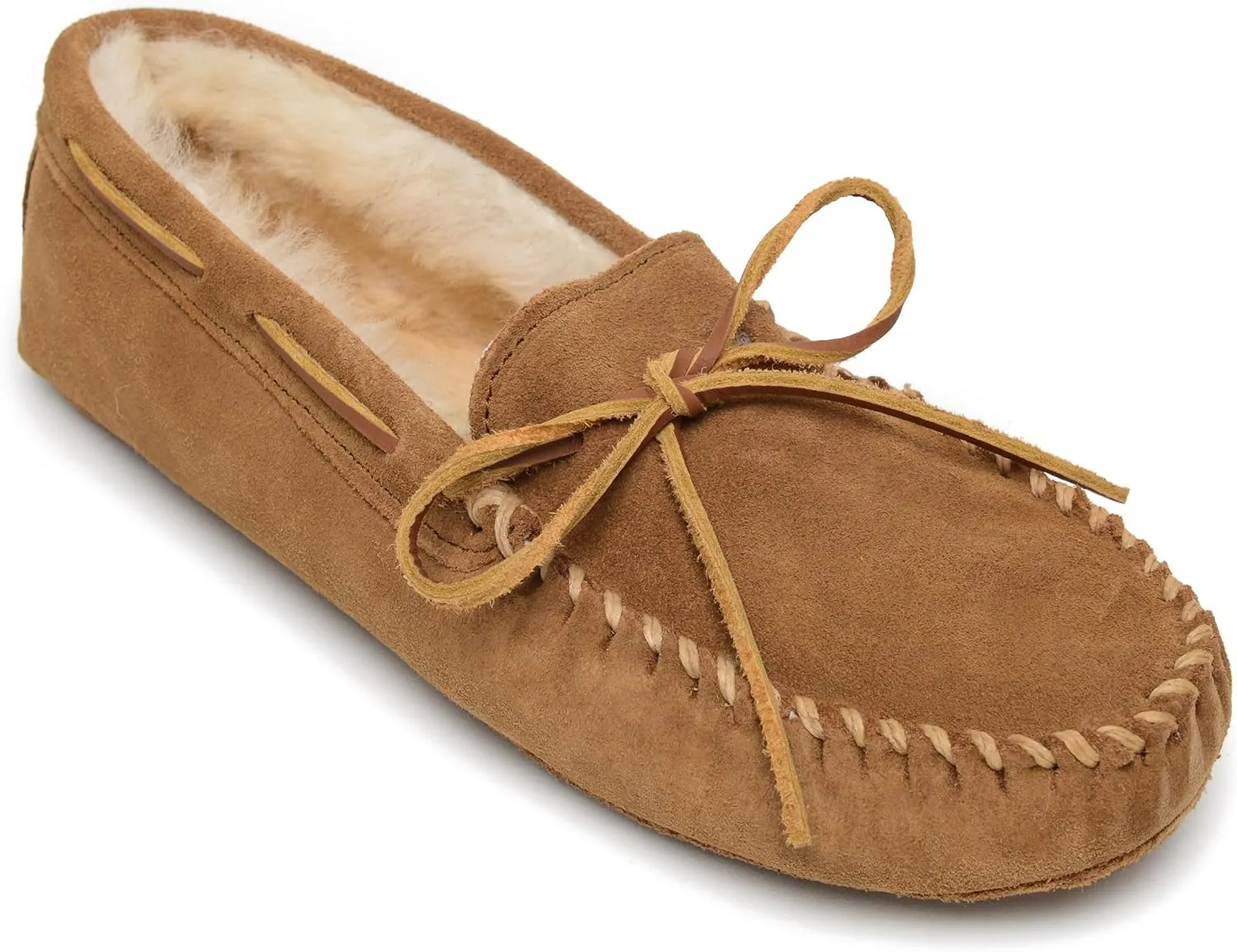 Minnetonka Men's Sheepskin Soft Leather Sole Moccasin Slipper