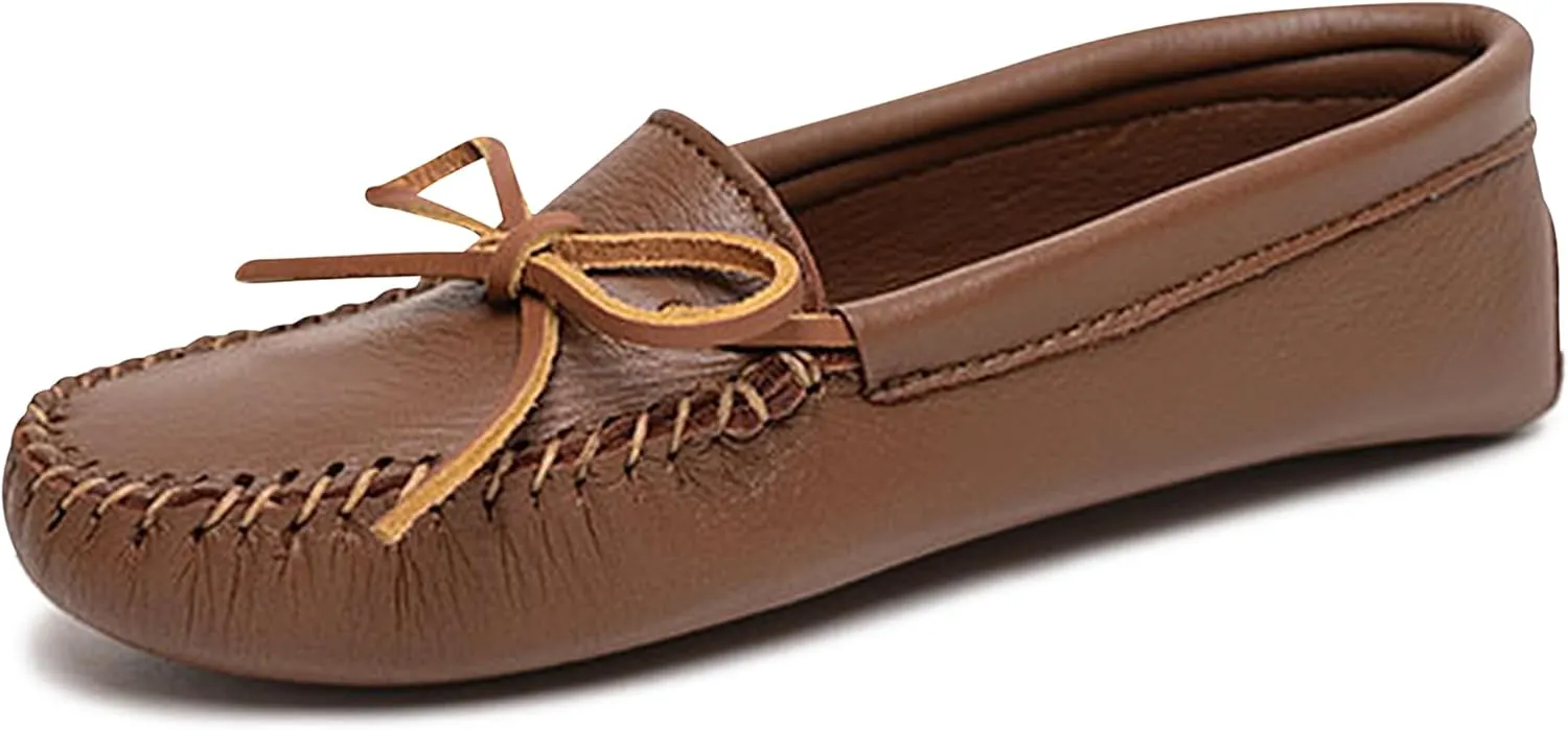 Minnetonka Women's Double Deerskin Soft Leather Sole Moccasin