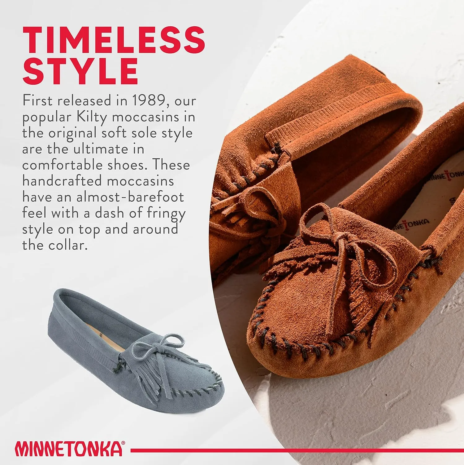Minnetonka Women's Kilty Soft Leather Sole Moccasin