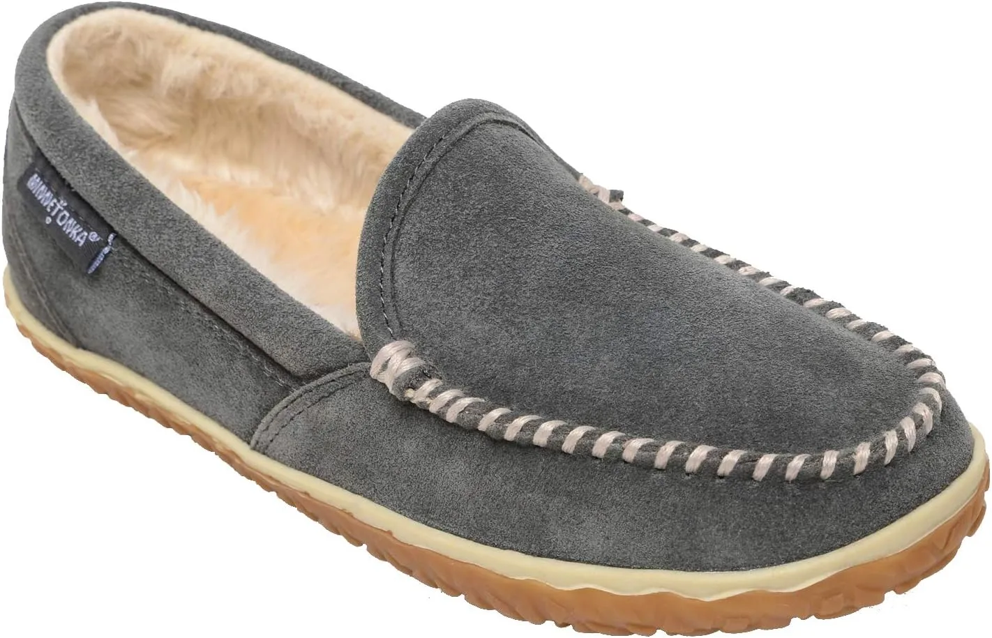 Minnetonka Womens Tempe Moccasin, Grey, Size 10 Wide