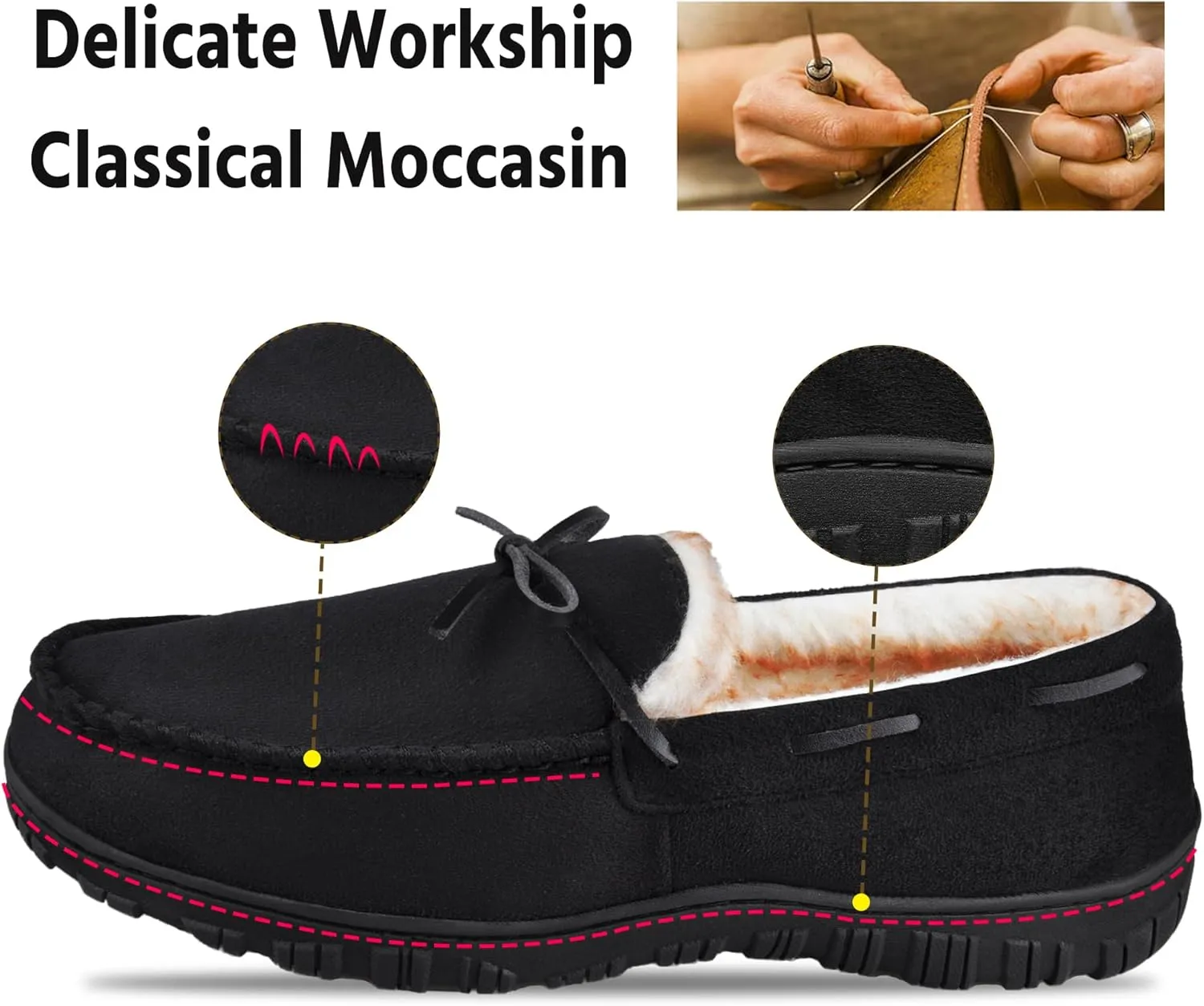 MIXIN Mens Slippers Indoor Outdoor Memory Foam House Shoes Anti-Slip Moccasins Slippers for Men