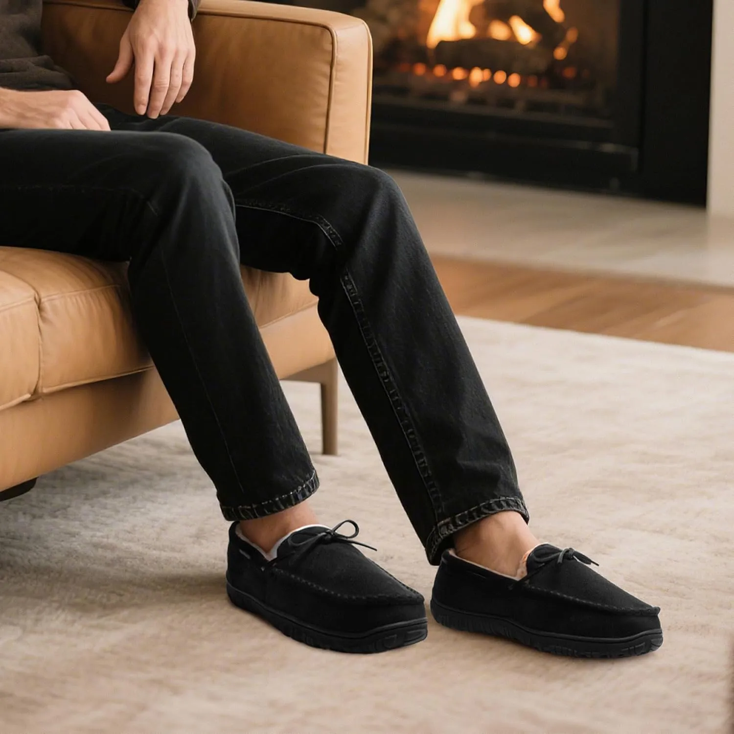 MIXIN Mens Slippers Indoor Outdoor Memory Foam House Shoes Anti-Slip Moccasins Slippers for Men