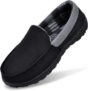 MIXIN Mens Slippers Moccasins Slippers for Men House Shoes with Warm and Cozy Memory Foam Hard Sole Men's Indoor Outdoor Slippers