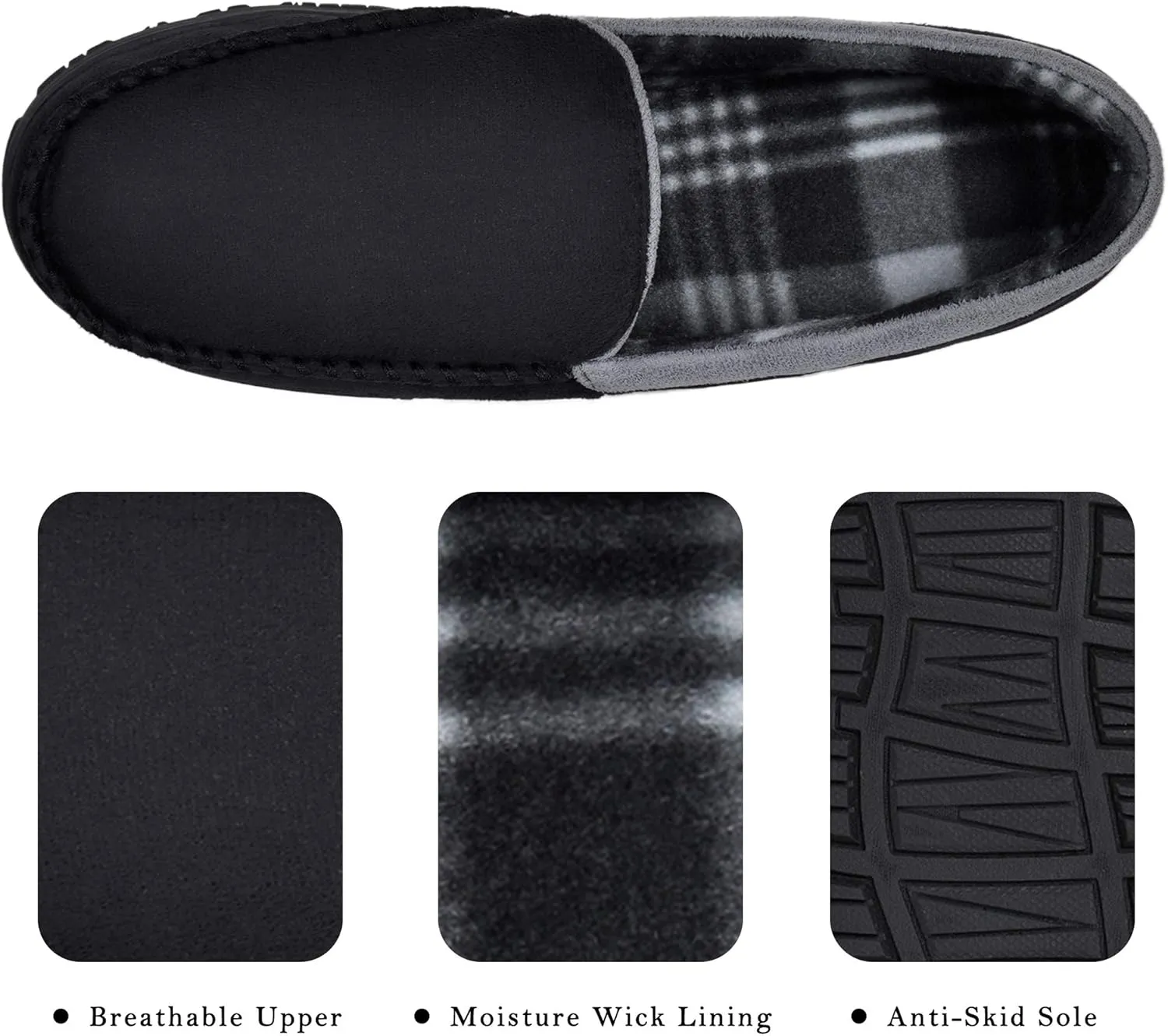 MIXIN Mens Slippers Moccasins Slippers for Men House Shoes with Warm and Cozy Memory Foam Hard Sole Men's Indoor Outdoor Slippers