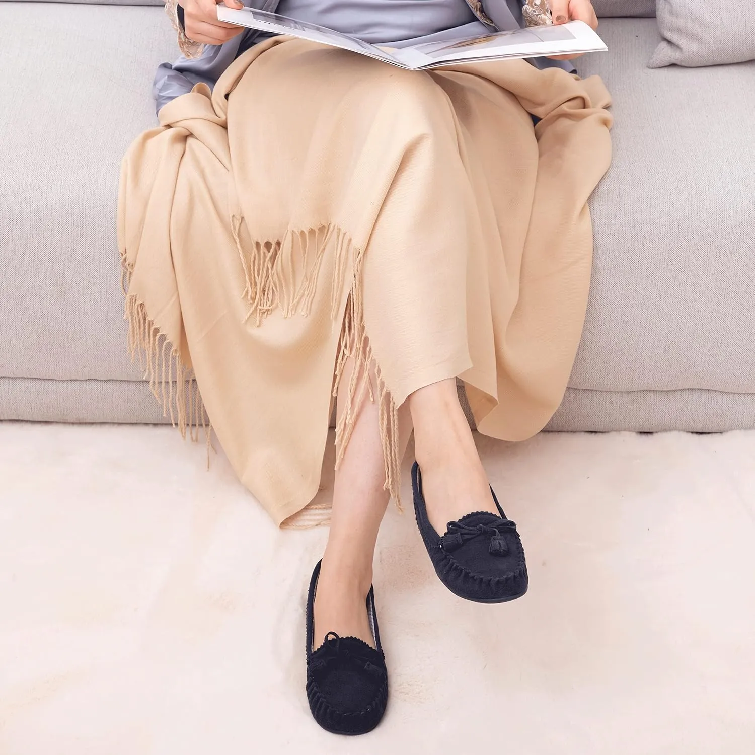 Moccasin Slippers for Women Flat Casual Comfortable Loafer Shoes Womens Moccasin Slippers Spring Driving Moccasins Shoes