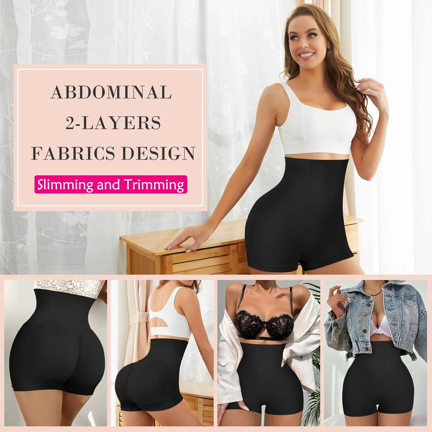 Nebility Butt Lifter Padded Shapewear High Waist Hip Enhancer Pads Shorts Women Seamless Underwear Tummy Control Panty