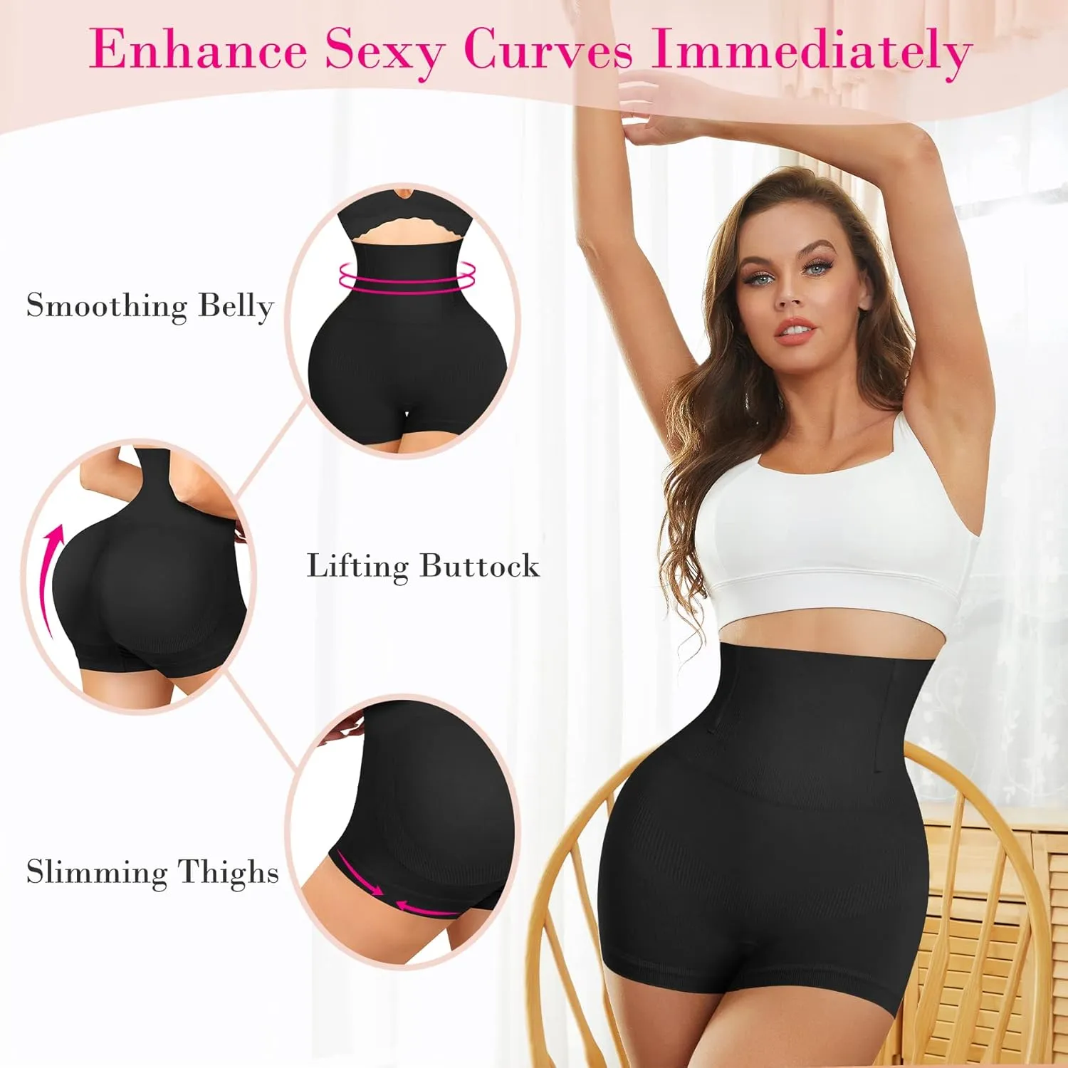 Nebility Butt Lifter Padded Shapewear High Waist Hip Enhancer Pads Shorts Women Seamless Underwear Tummy Control Panty