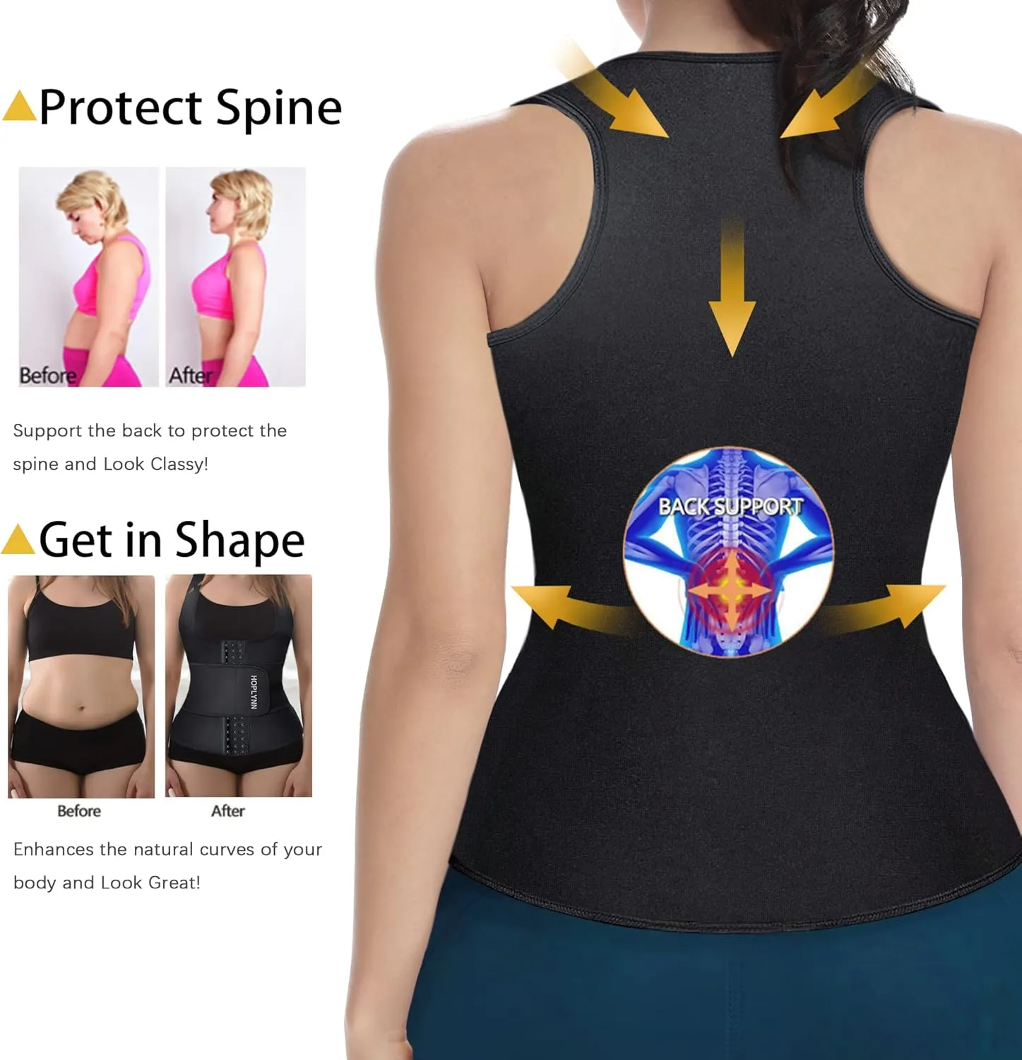 Neoprene Sauna Sweat Waist Trainer Corset Trimmer Vest for Women Tummy Control, Waist Cincher Body Shaper