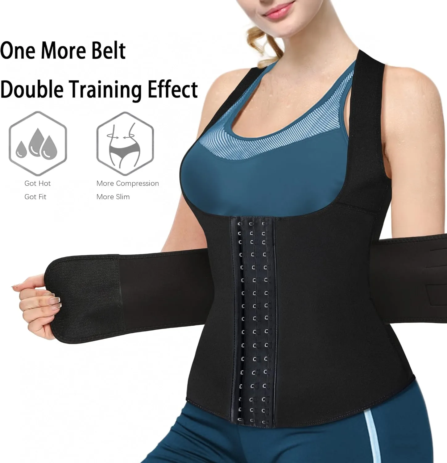 Neoprene Sauna Sweat Waist Trainer Corset Trimmer Vest for Women Tummy Control, Waist Cincher Body Shaper