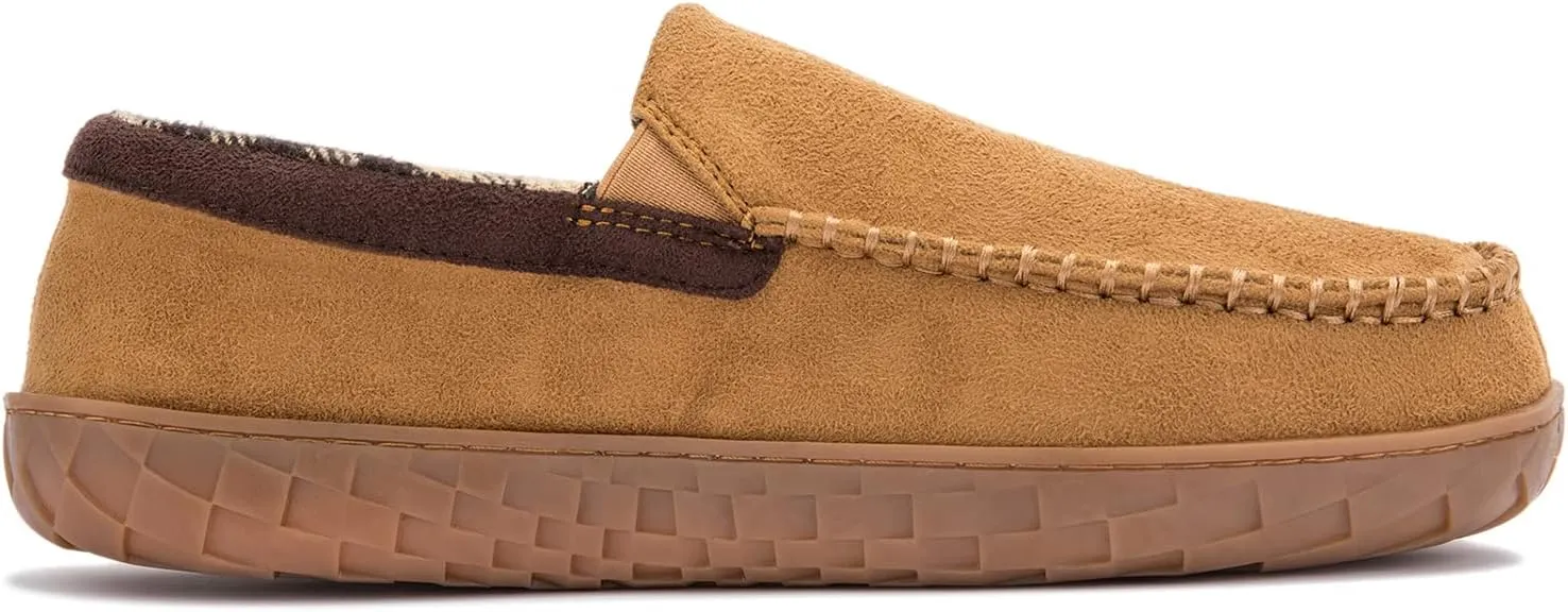 NewDenBer Men's Moccasin Slippers Warm Memory Foam Suede Soft Plush Lined Slip on Indoor Outdoor House Shoes