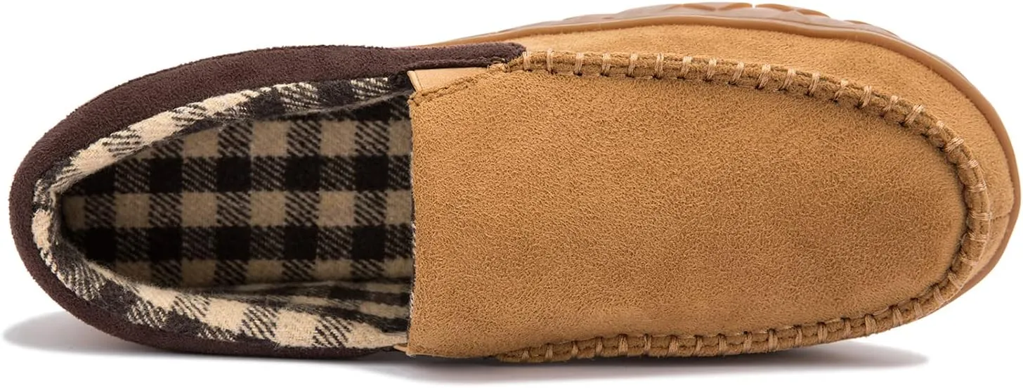 NewDenBer Men's Moccasin Slippers Warm Memory Foam Suede Soft Plush Lined Slip on Indoor Outdoor House Shoes