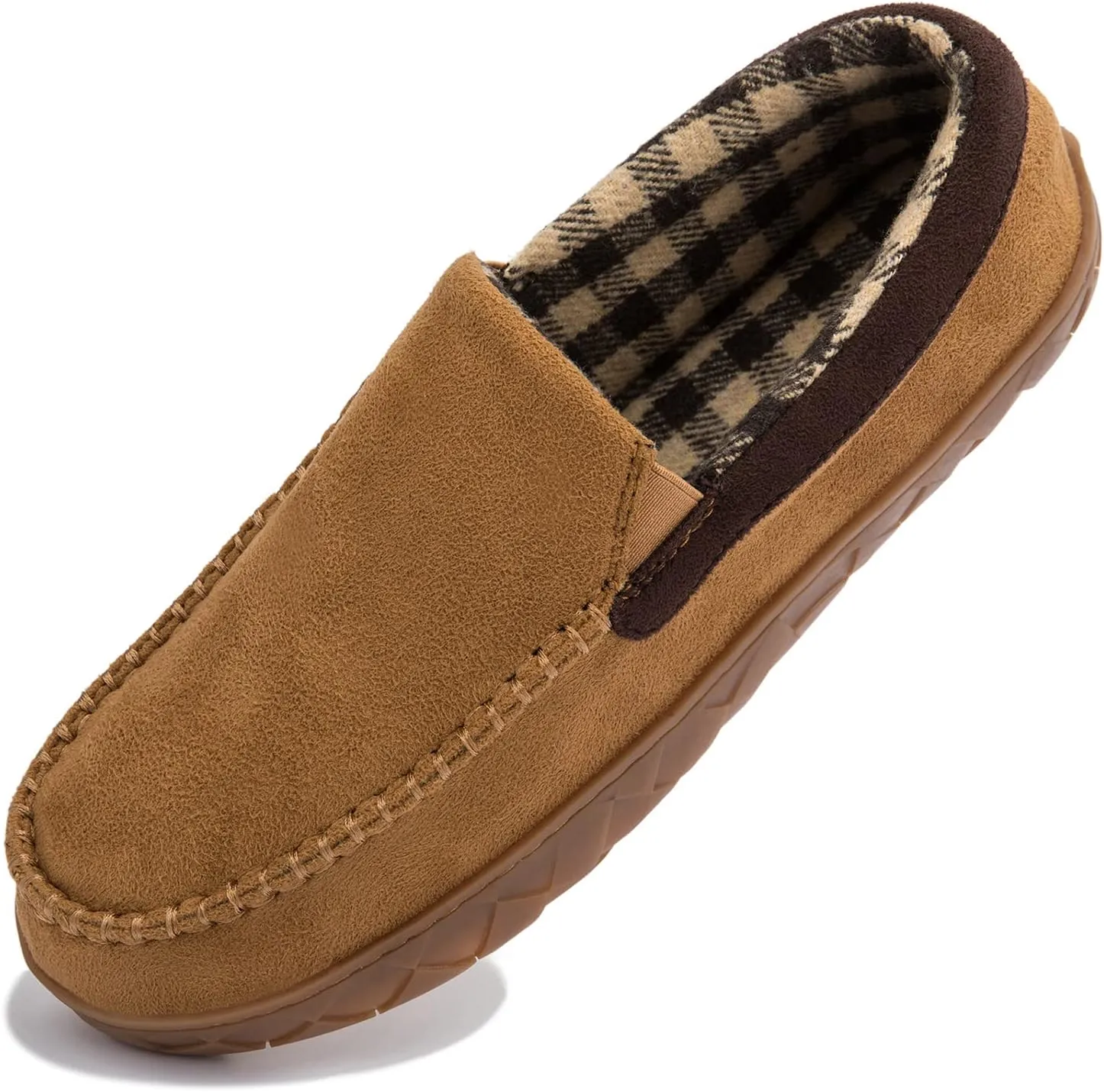 NewDenBer Men's Moccasin Slippers Warm Memory Foam Suede Soft Plush Lined Slip on Indoor Outdoor House Shoes