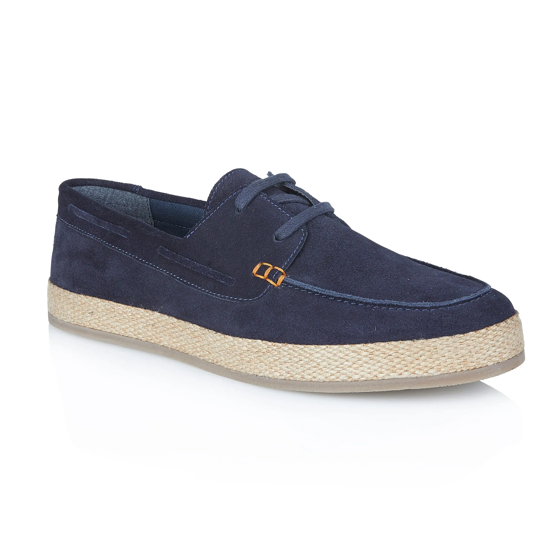 Northolt Suede Leather Lace up Boat Shoes - Navy