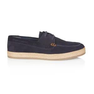 Northolt Suede Leather Lace up Boat Shoes - Navy