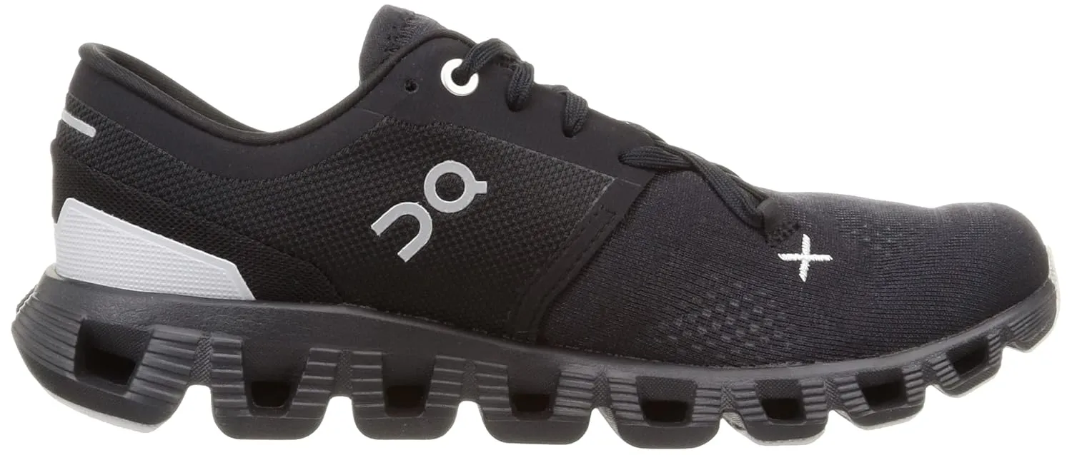 On Women's Cloud X 3 Sneakers, Black, 8.5 Medium US