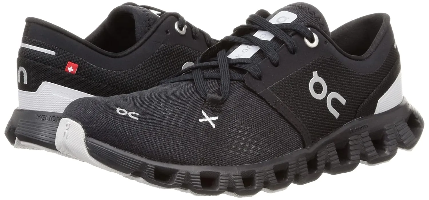 On Women's Cloud X 3 Sneakers, Black, 8.5 Medium US