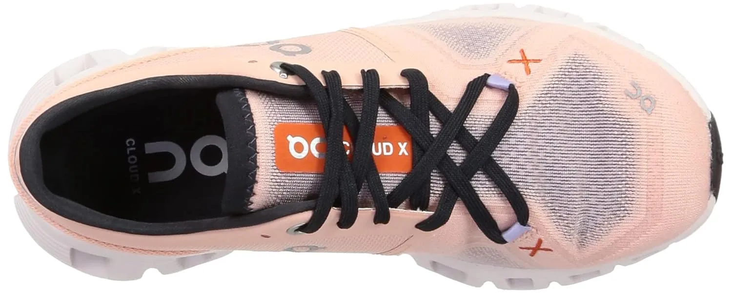 On Women's Cloud X 3 Sneakers, Rose/Sand, Pink, 7 Medium US