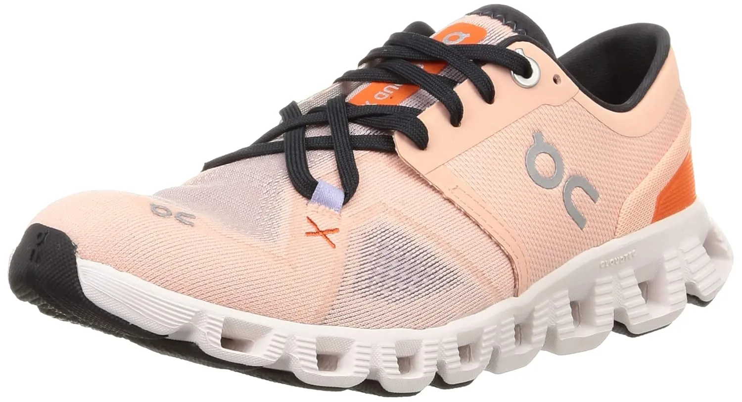 On Women's Cloud X 3 Sneakers, Rose/Sand, Pink, 7 Medium US