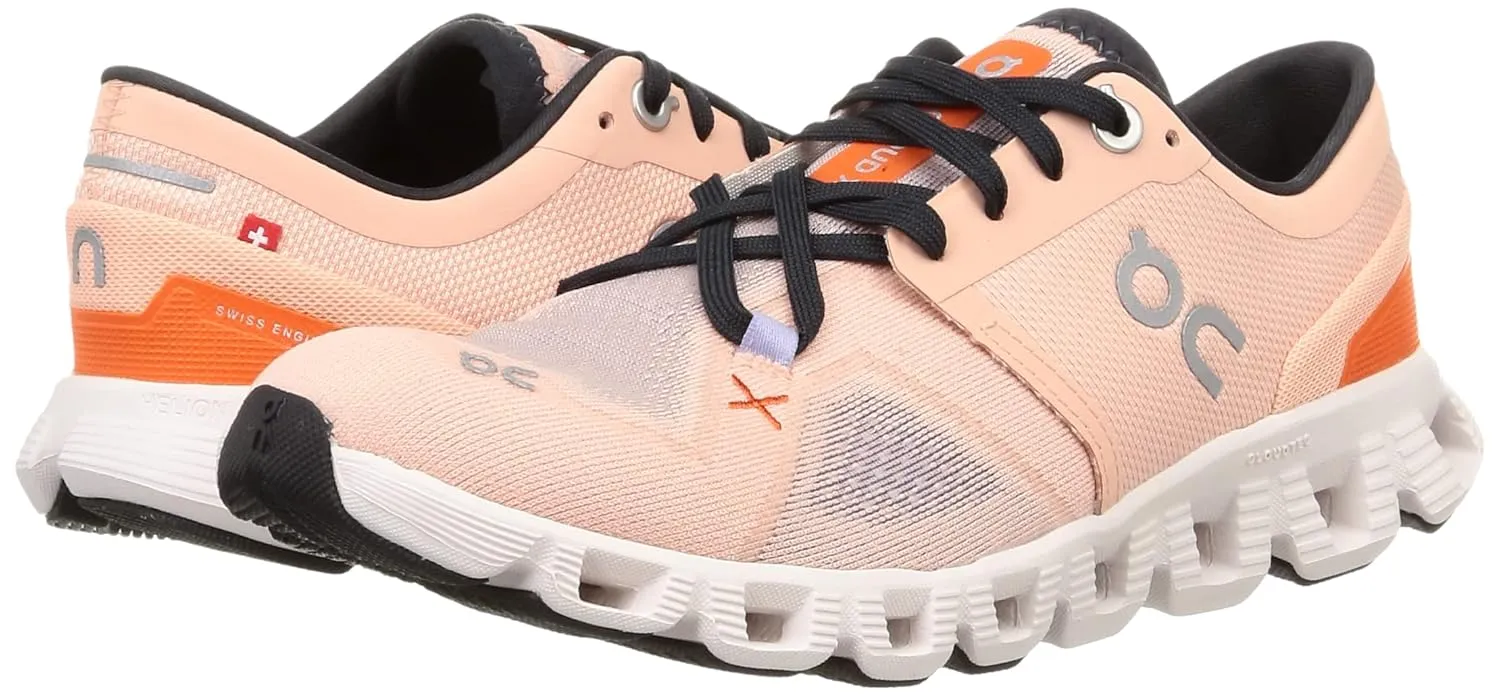 On Women's Cloud X 3 Sneakers, Rose/Sand, Pink, 7 Medium US