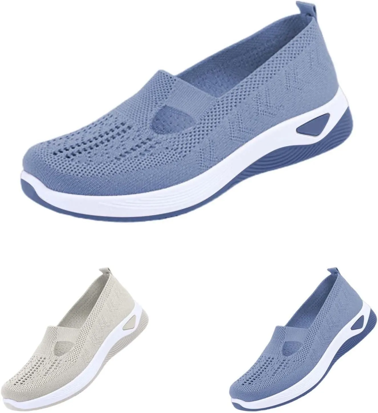 Orthopedic Shoes for Women Mesh Walking Shoes Breathable Non-Slip Slip On Loafers Lightweight Memory Foam Flat Sneakers