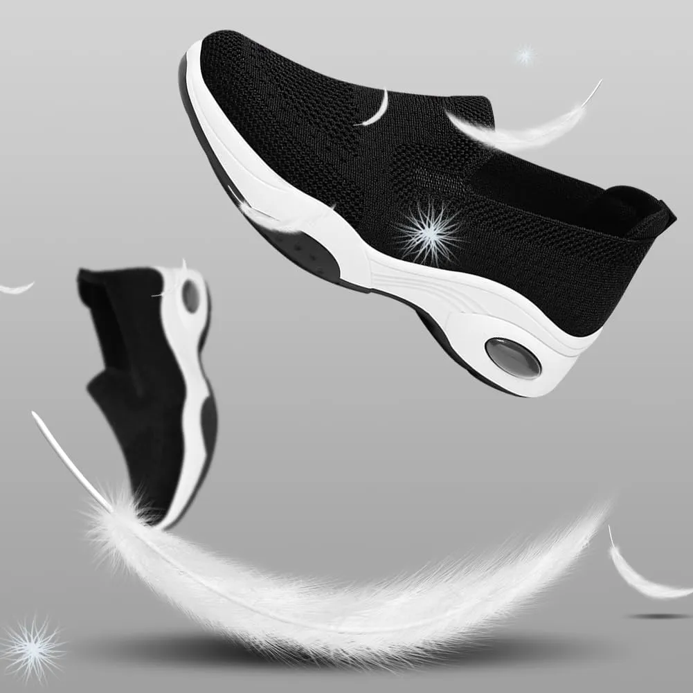 Padgene Women Walking Shoes Sock Sneakers Slip-On Breathable Mesh Trainers Women's Comfortable Casual Ladies Air Cushion Athletic Shoes Running Jogging Shoes