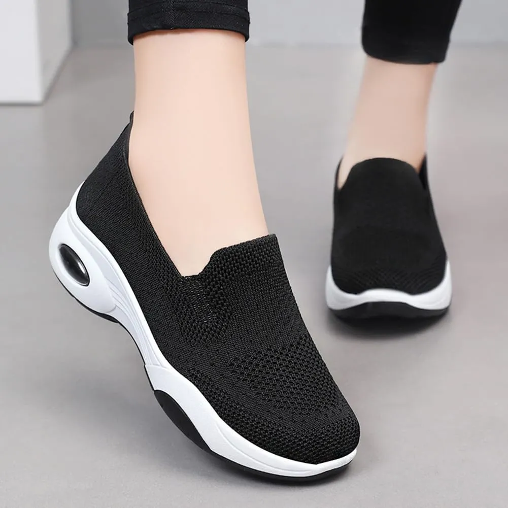 Padgene Women Walking Shoes Sock Sneakers Slip-On Breathable Mesh Trainers Women's Comfortable Casual Ladies Air Cushion Athletic Shoes Running Jogging Shoes