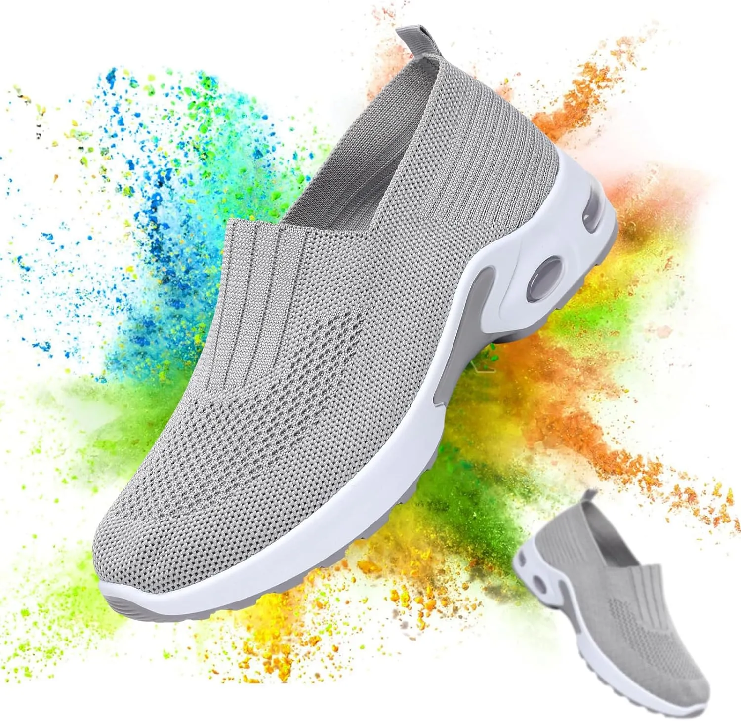 Padgene Women Walking Shoes Sock Sneakers Slip-On Breathable Mesh Trainers Women's Comfortable Casual Ladies Air Cushion Athletic Shoes Running Jogging Shoes