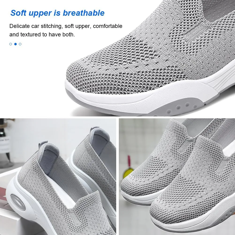 Padgene Women Walking Shoes Sock Sneakers Slip-On Breathable Mesh Trainers Women's Comfortable Casual Ladies Air Cushion Athletic Shoes Running Jogging Shoes