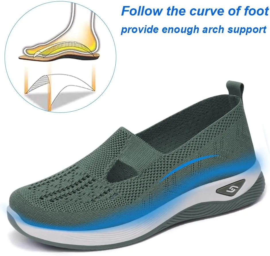 Padgene Women Walking Shoes Sock Sneakers Slip-On Breathable Mesh Trainers Women's Comfortable Casual Ladies Air Cushion Athletic Shoes Running Jogging Shoes
