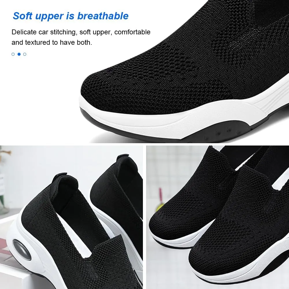 Padgene Women Walking Shoes Sock Sneakers Slip-On Breathable Mesh Trainers Women's Comfortable Casual Ladies Air Cushion Athletic Shoes Running Jogging Shoes