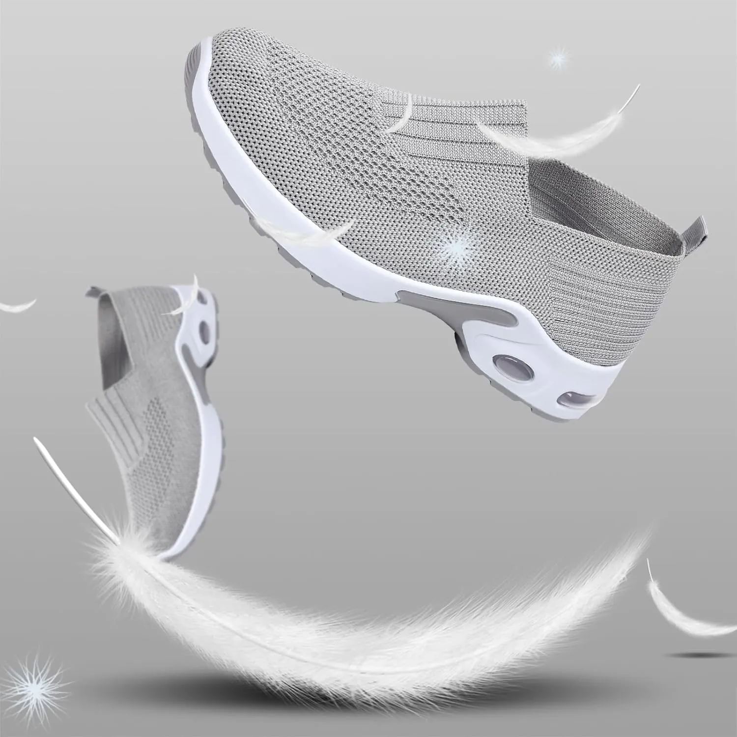 Padgene Women Walking Shoes Sock Sneakers Slip-On Breathable Mesh Trainers Women's Comfortable Casual Ladies Air Cushion Athletic Shoes Running Jogging Shoes