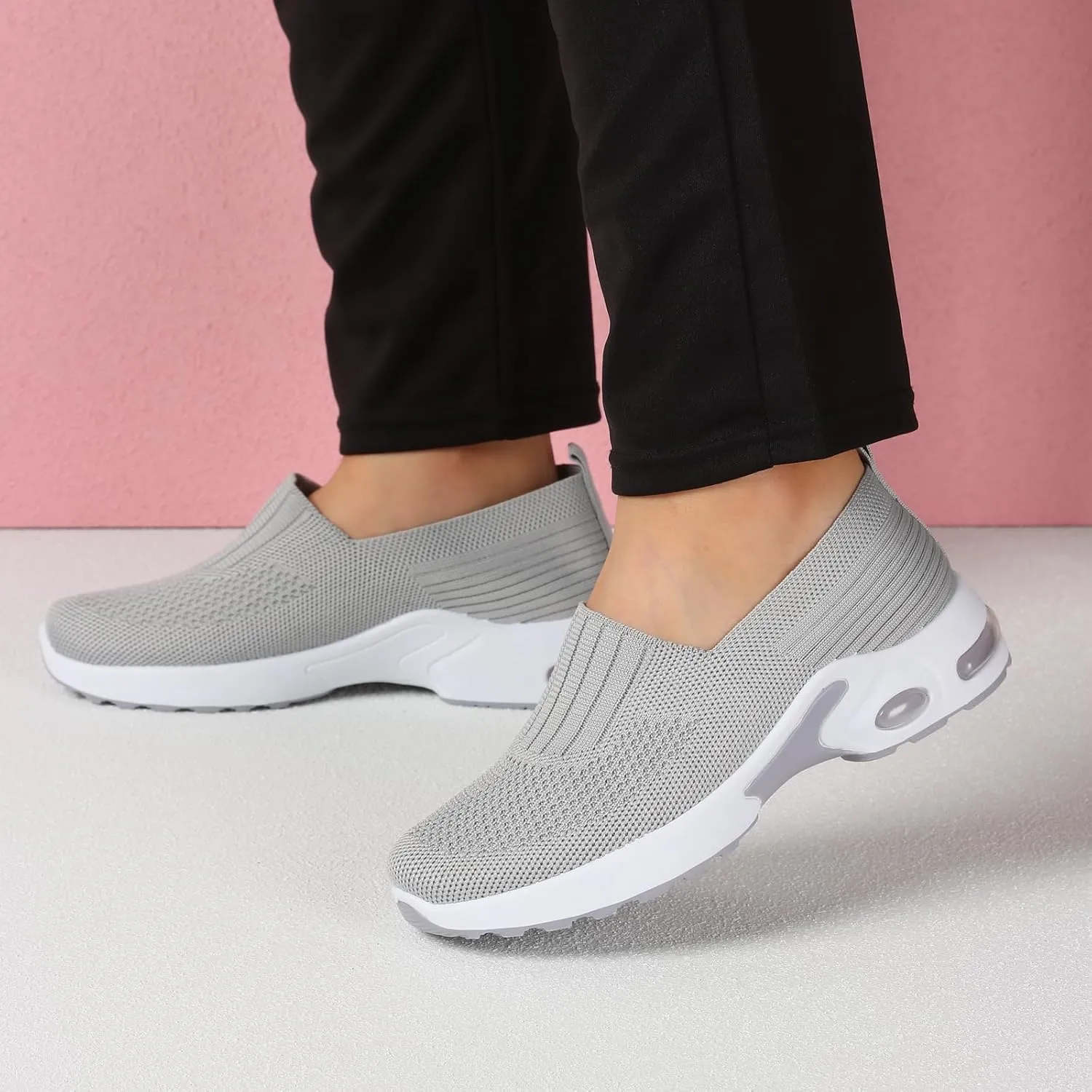 Padgene Women Walking Shoes Sock Sneakers Slip-On Breathable Mesh Trainers Women's Comfortable Casual Ladies Air Cushion Athletic Shoes Running Jogging Shoes