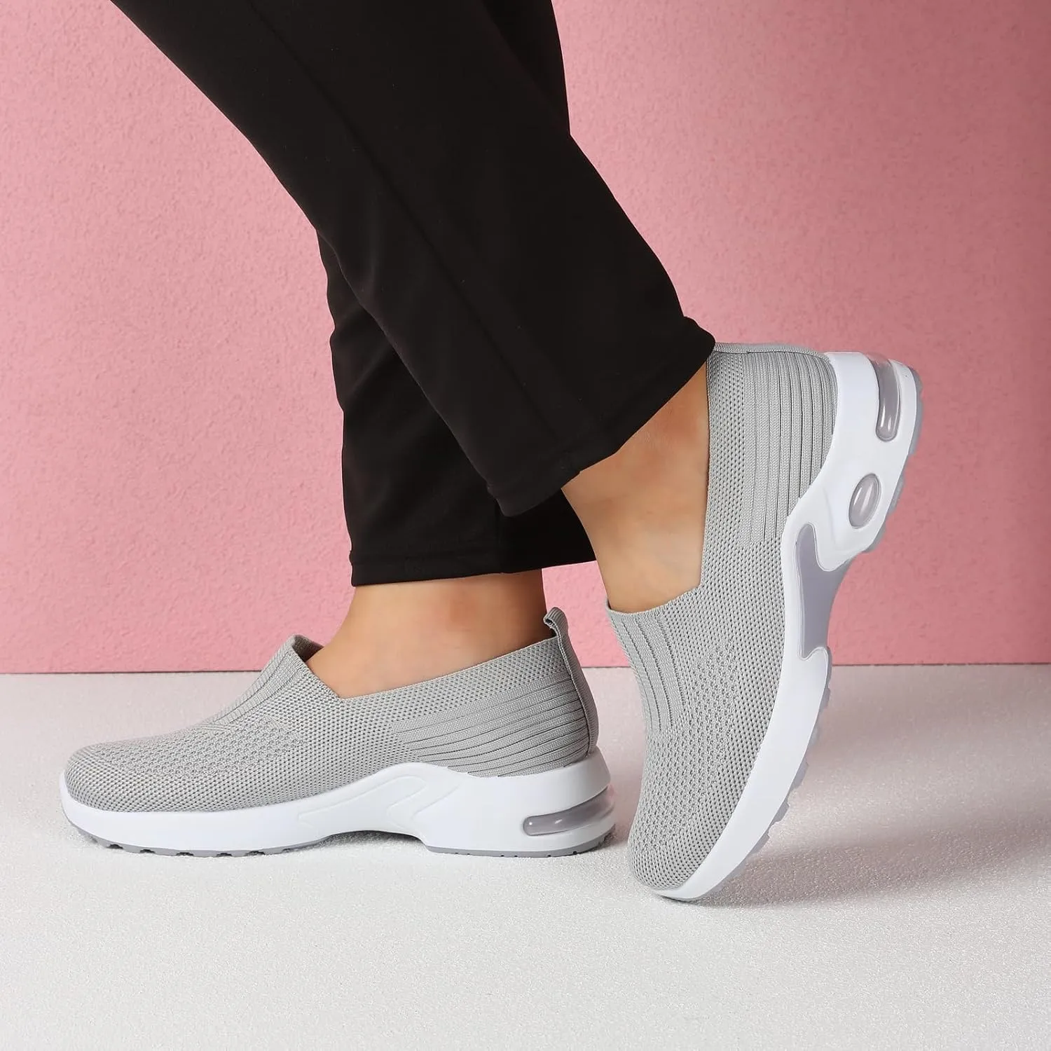 Padgene Women Walking Shoes Sock Sneakers Slip-On Breathable Mesh Trainers Women's Comfortable Casual Ladies Air Cushion Athletic Shoes Running Jogging Shoes