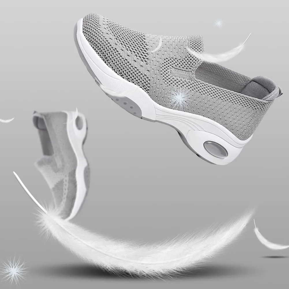 Padgene Women Walking Shoes Sock Sneakers Slip-On Breathable Mesh Trainers Women's Comfortable Casual Ladies Air Cushion Athletic Shoes Running Jogging Shoes