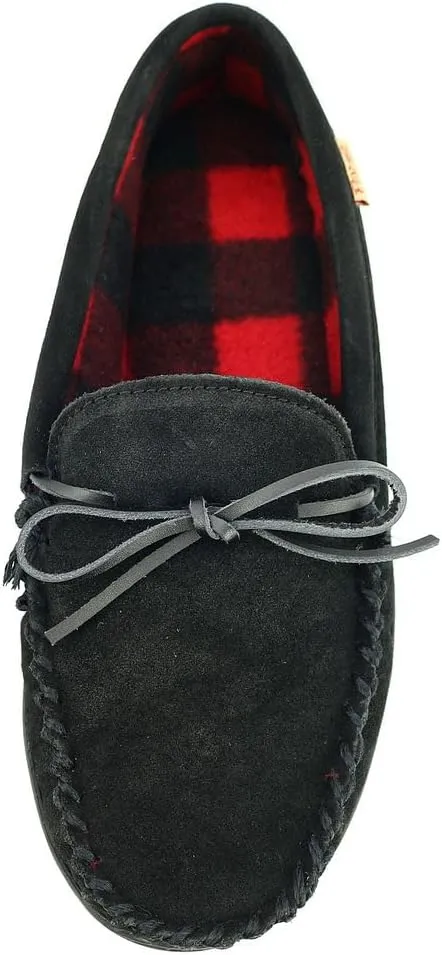 PAMIR Men's Genuine Suede Fleece Moccasin Slippers Indoor Outdoor Slip on Driving Loafer Shoes