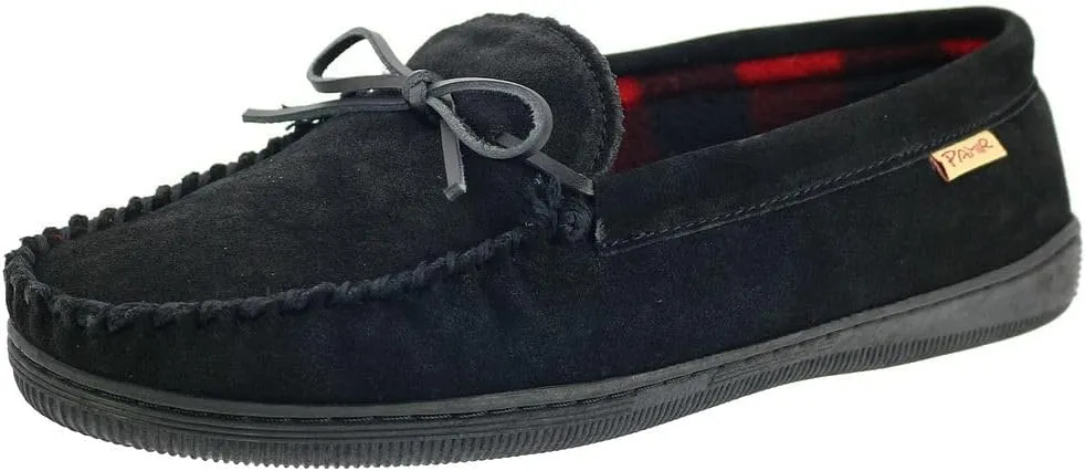 PAMIR Men's Genuine Suede Fleece Moccasin Slippers Indoor Outdoor Slip on Driving Loafer Shoes