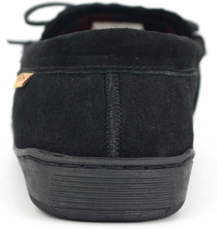 PAMIR Men's Genuine Suede Fleece Moccasin Slippers Indoor Outdoor Slip on Driving Loafer Shoes