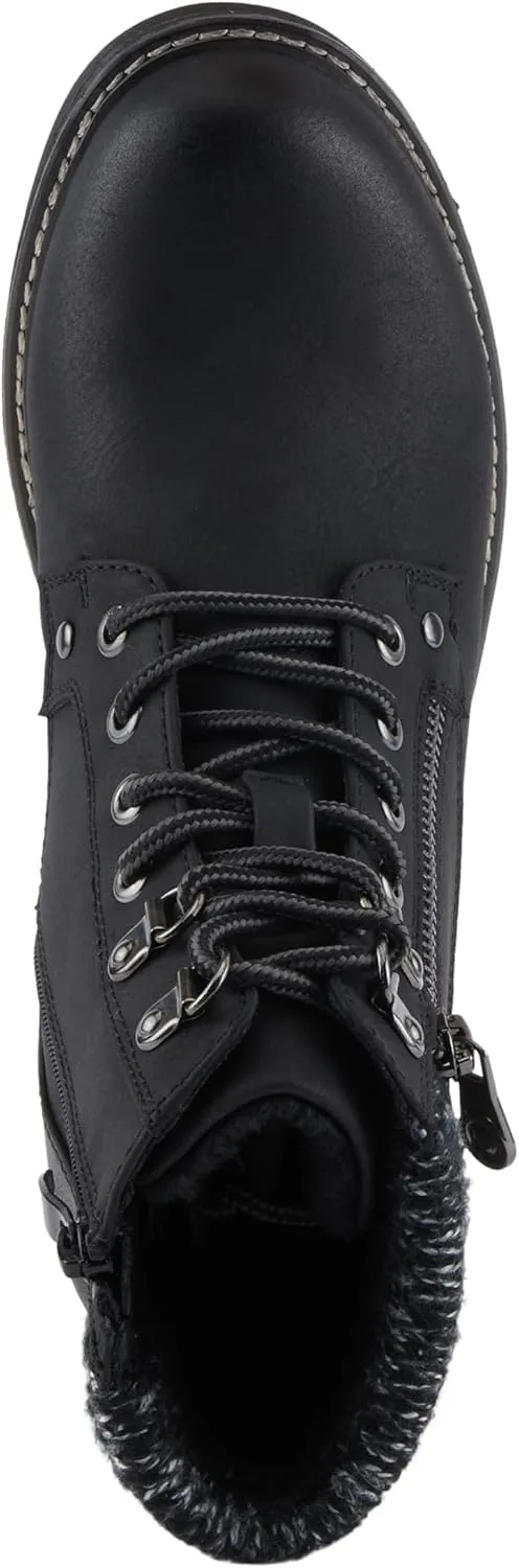 PATRIZIA Women's JADELYN Hiker Booties with Sweater-Knit Collar, Metal Eyelets, and Zipper Closure
