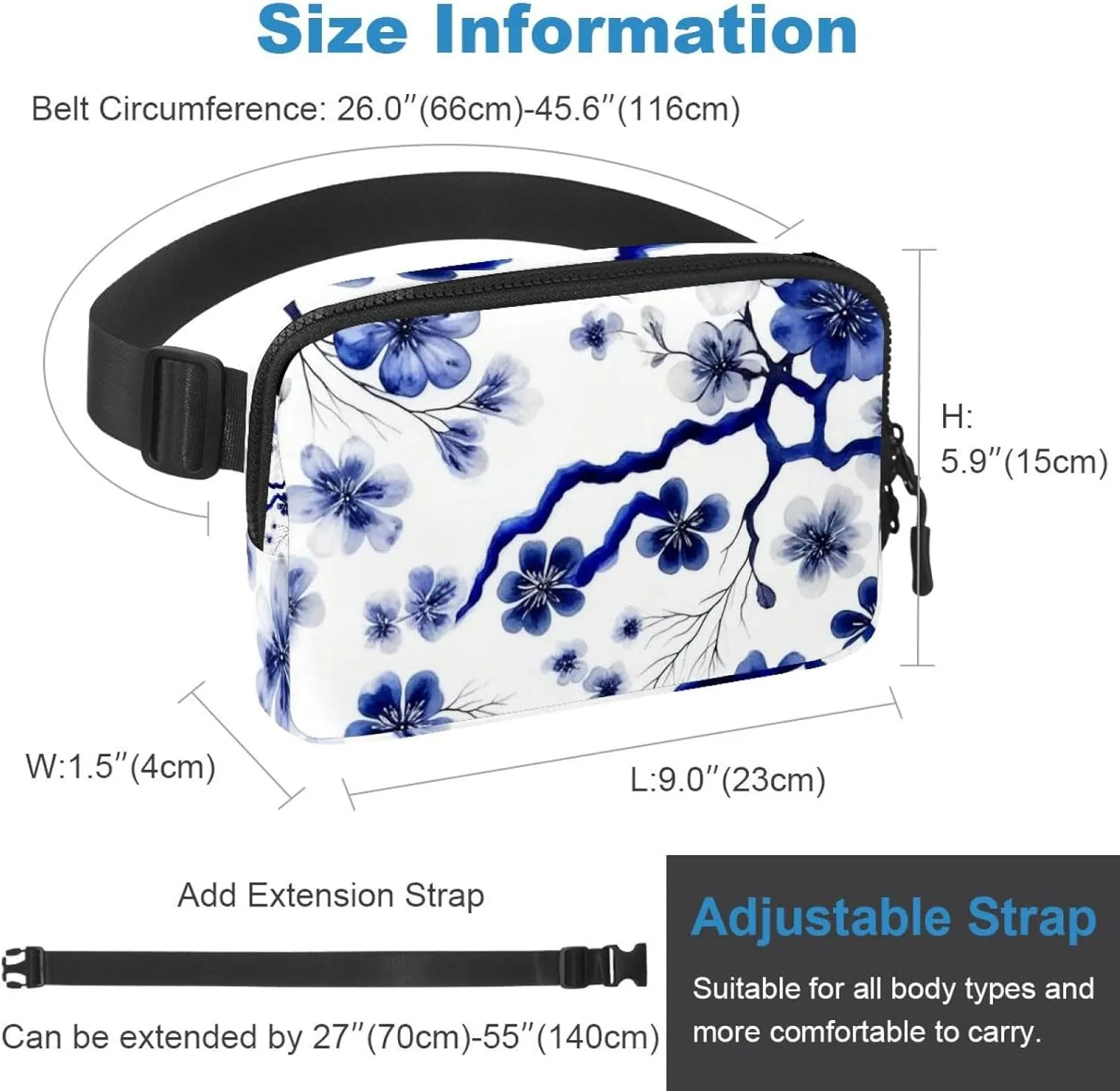 Pink Cherry Blossoms-948 Unisex Style Fanny Pack: Fashion Waist Packs, Crossbody Bags Sport Slim Fashionable for Jogging Hiking Hiker Woman Man