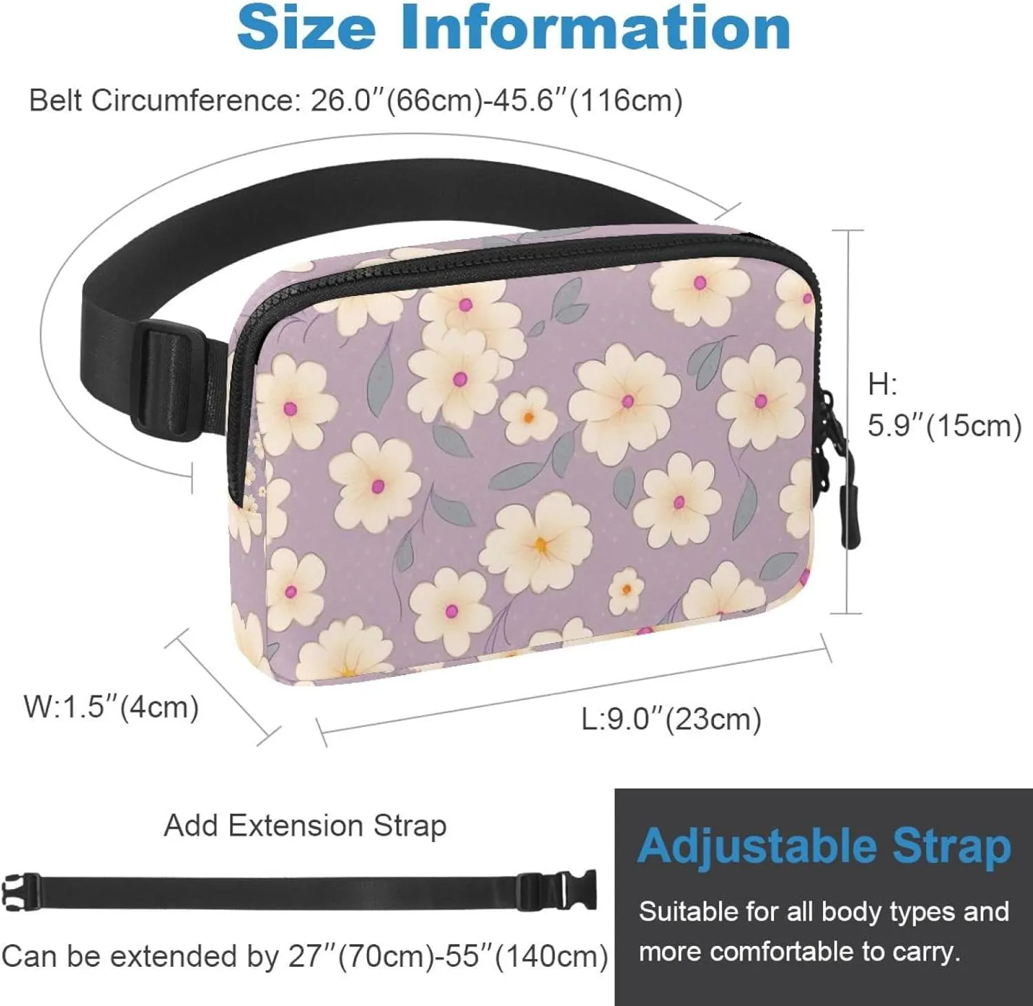 Pink Cherry Blossoms-951 Unisex Style Fanny Pack: Fashion Waist Packs, Crossbody Bags Sport Slim Fashionable for Jogging Hiking Hiker Woman Man