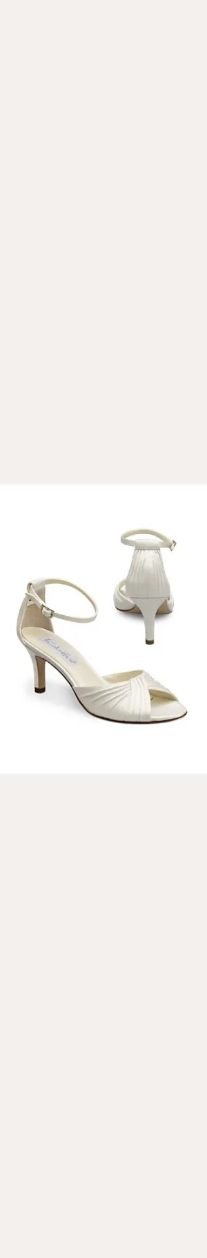 Pleated Ivory Matte Satin Sandal by Coloriffics.