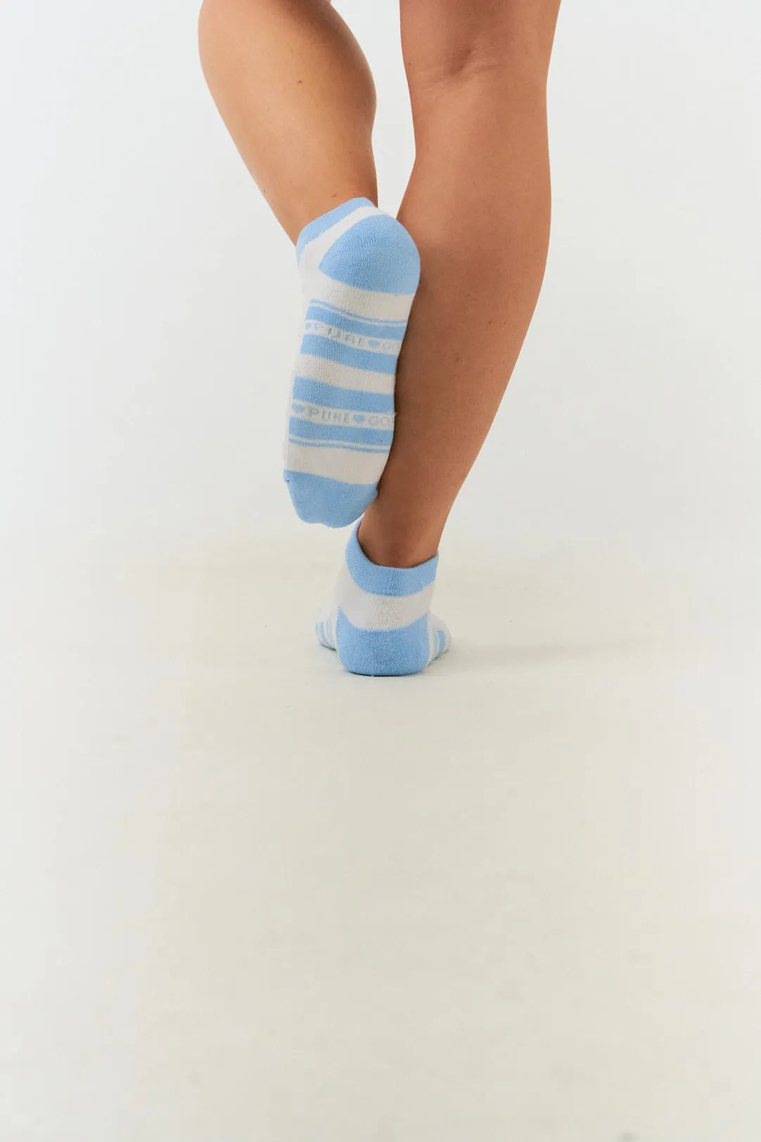 Pure Ladies 2 Pair Pack Of Trainer Golf Socks- Pale Blue