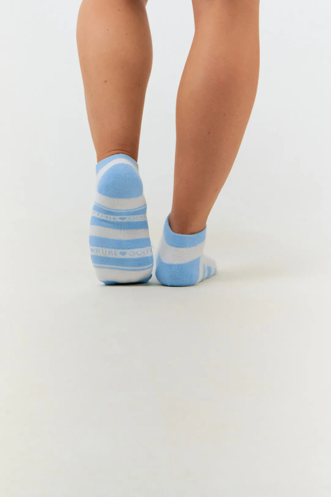 Pure Ladies 2 Pair Pack Of Trainer Golf Socks- Pale Blue