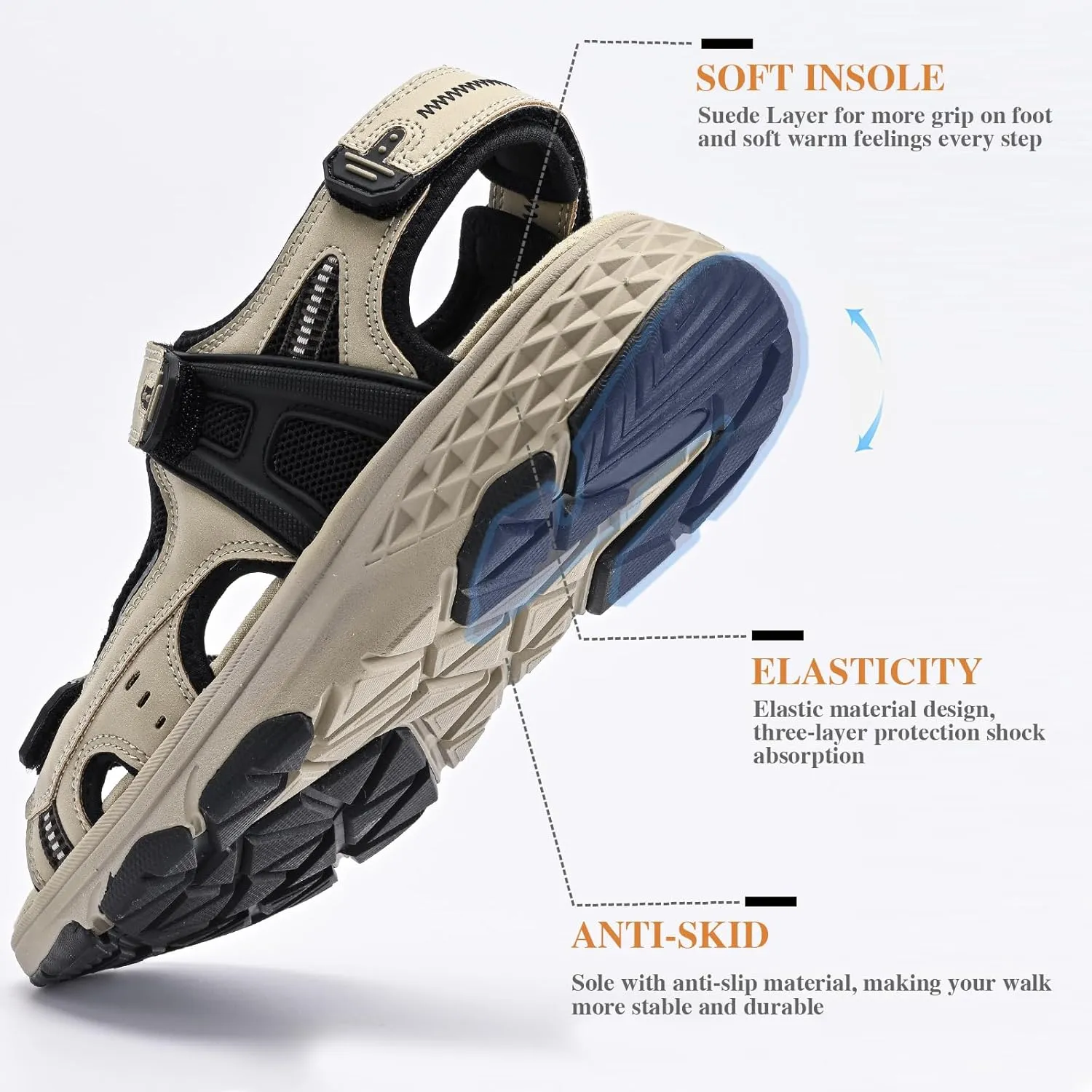 Queday Womens Mens Sport Sandals Outdoor Hiking Sandals with Arch Support Comfortable Athletic Beach Sandals for Travel Walking Trekking Camping