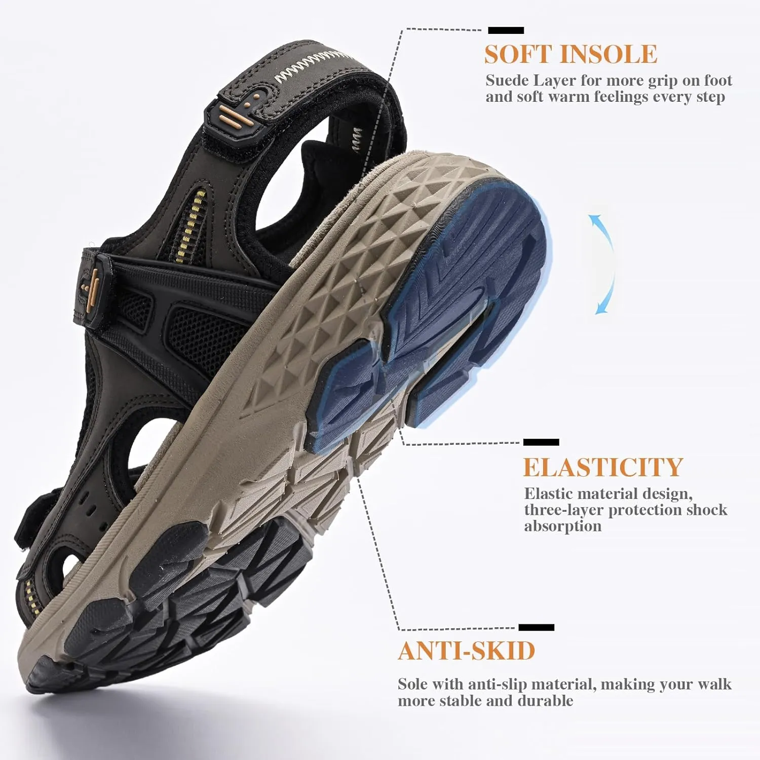 Queday Womens Mens Sport Sandals Outdoor Hiking Sandals with Arch Support Comfortable Athletic Beach Sandals for Travel Walking Trekking Camping