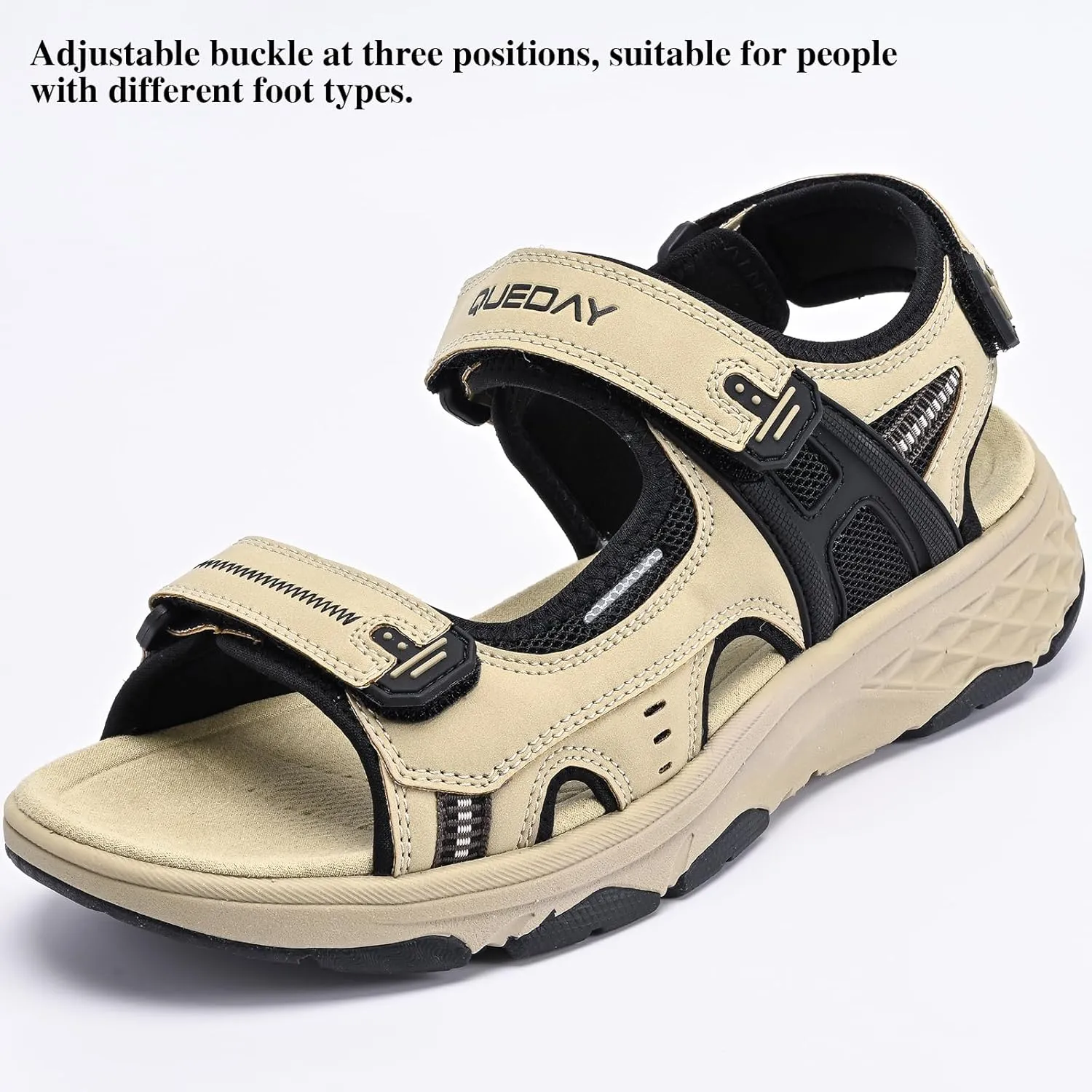 Queday Womens Mens Sport Sandals Outdoor Hiking Sandals with Arch Support Comfortable Athletic Beach Sandals for Travel Walking Trekking Camping