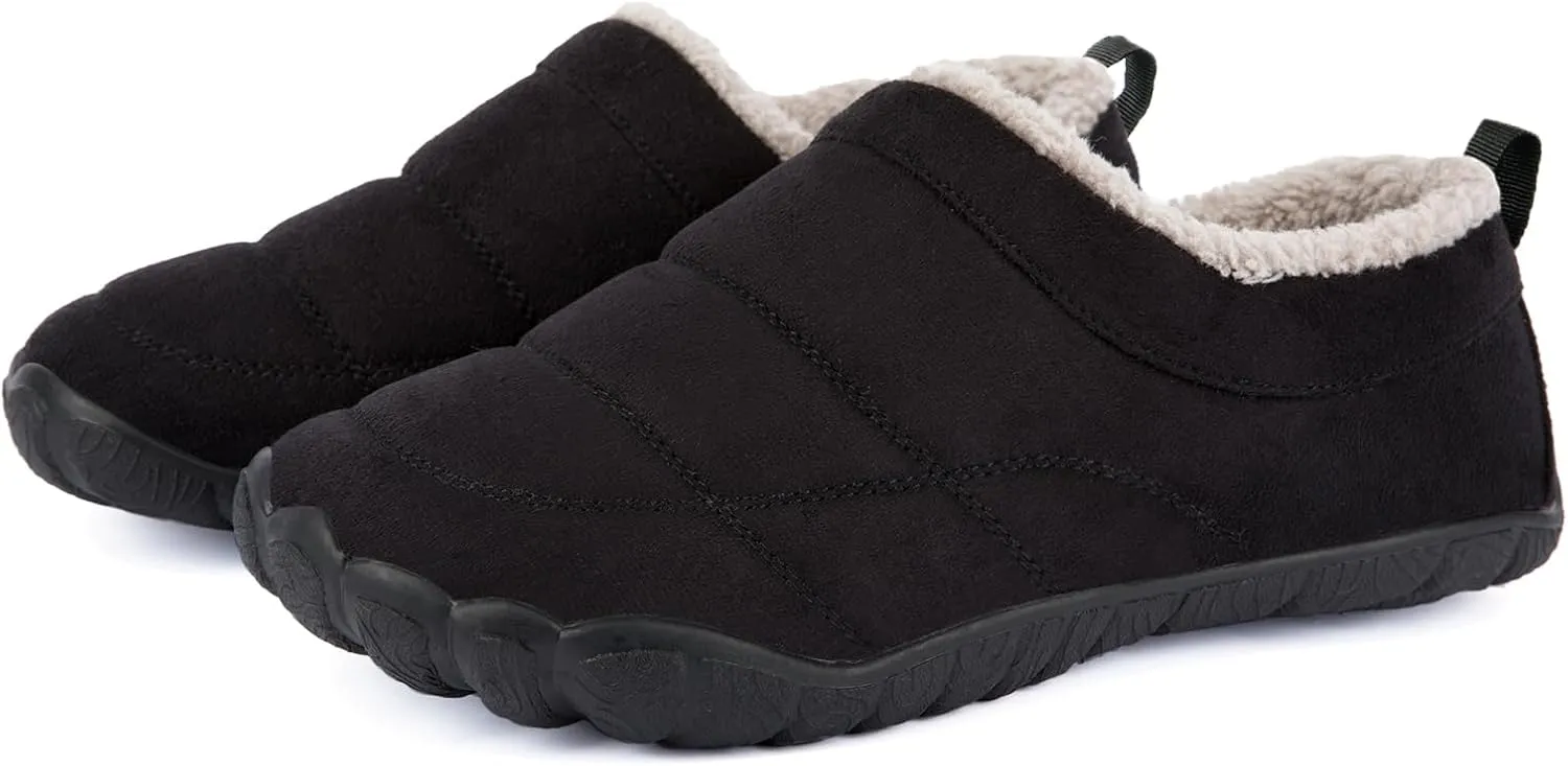 Ranberone Mens Moccasin Slippers Suede Memory Foam House Slippers with Soft Fleece Lining Anti-Skid Sole Indoor Outdoor House Shoes