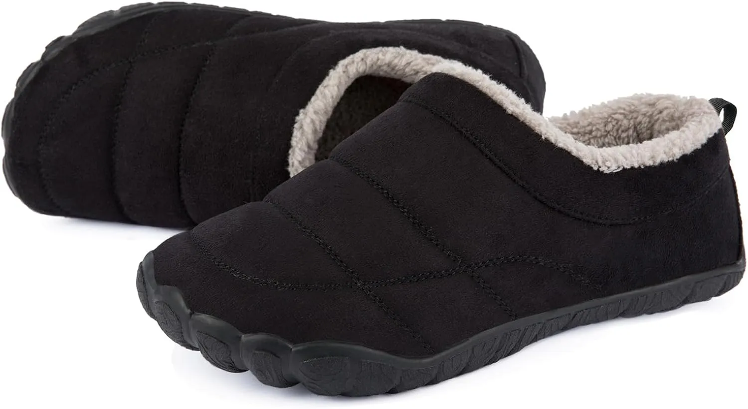 Ranberone Mens Moccasin Slippers Suede Memory Foam House Slippers with Soft Fleece Lining Anti-Skid Sole Indoor Outdoor House Shoes