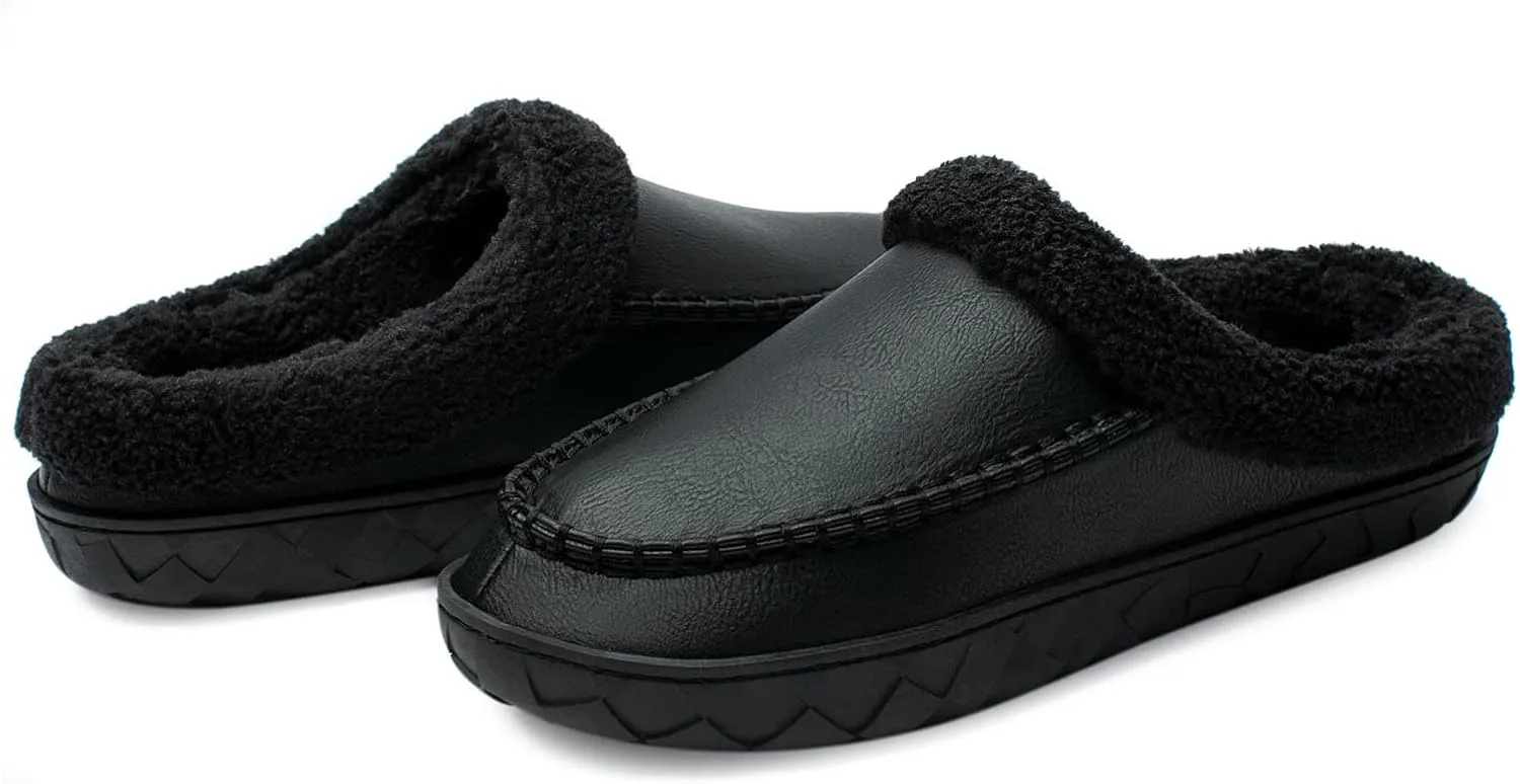 Ranberone Men's Slippers Microsuede Upper Moccasin House Shoes with Fuzzy Plush Lining Indoor and Outdoor