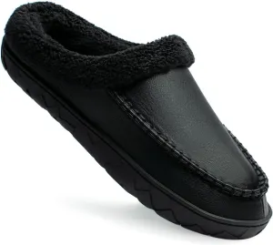 Ranberone Men's Slippers Microsuede Upper Moccasin House Shoes with Fuzzy Plush Lining Indoor and Outdoor